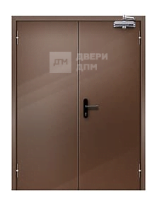 Коричневая противопожарная дверь EI-60 двупольная глухая ДП-668